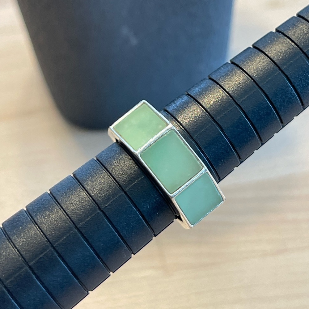 8-sided inlaid jade & sterling silver ring!